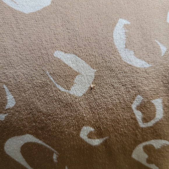 NWT! 1980s Tanner 100% Silk Scarf-Collar Blouse | Neutral Abstract Print Sz 14 - Picture 16 of 16